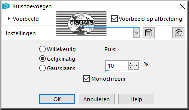 Aanpassen - Ruis toevoegen/verwijderen - Ruis toevoegen : (= Grofkorreligheid)