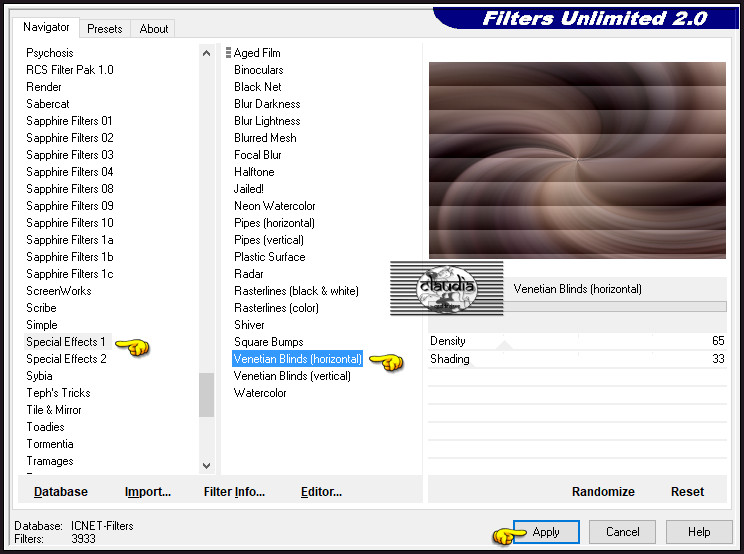 Effecten - Insteekfilters - <I.C.NET Software> - Filters Unlimited 2.0 - Special Effects - Venetian Blends (horizontal)