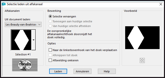 Selecties - Selectie laden/opslaan - Selectie laden uit alfakanaal : Sélection #1