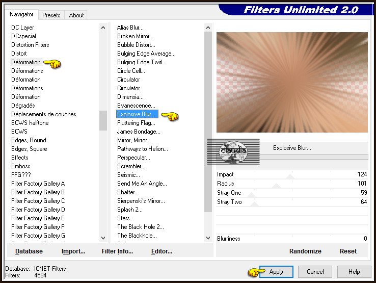 Effecten - Insteekfilters - <I.C.NET Software> - Filters Unlimited 2.0 - Déformation - Explosive Blur