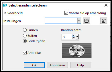 Selecties - Wijzigen - Selectieranden selecteren 