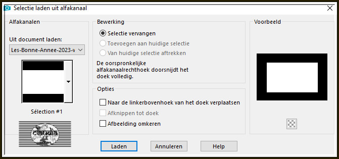 Selecties - Selectie laden/opslaan - Selectie laden uit alfakanaal : Sélection #1