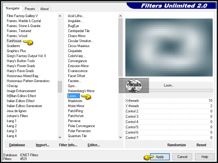 Effecten - Insteekfilters - <I.C.NET Software> - Filters Unlimited 2.0 - FunHouse - Loom