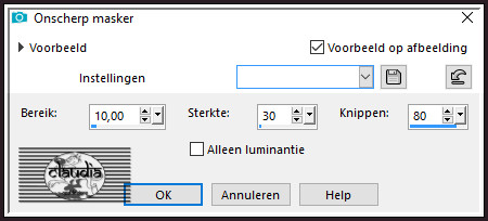 Aanpassen - Scherpte - Onscherp masker 