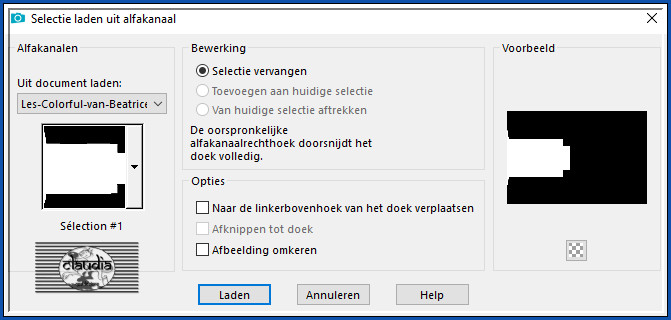 Selecties - Selectie laden/opslaan - Selectie laden uit alfkanaal : Sélection #1