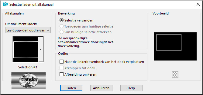 Selecties - Selectie laden/opslaan - Selectie laden uit alfakanaal : Sélection #1