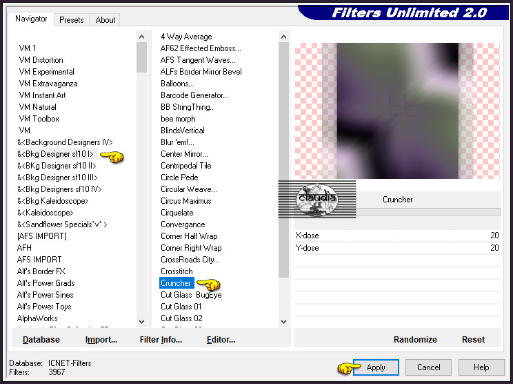 Effecten - Insteekfilters - <I.C.NET Software> - Filters Unlimited 2.0 - &<Bkg Designer sf10 I> - Cruncher