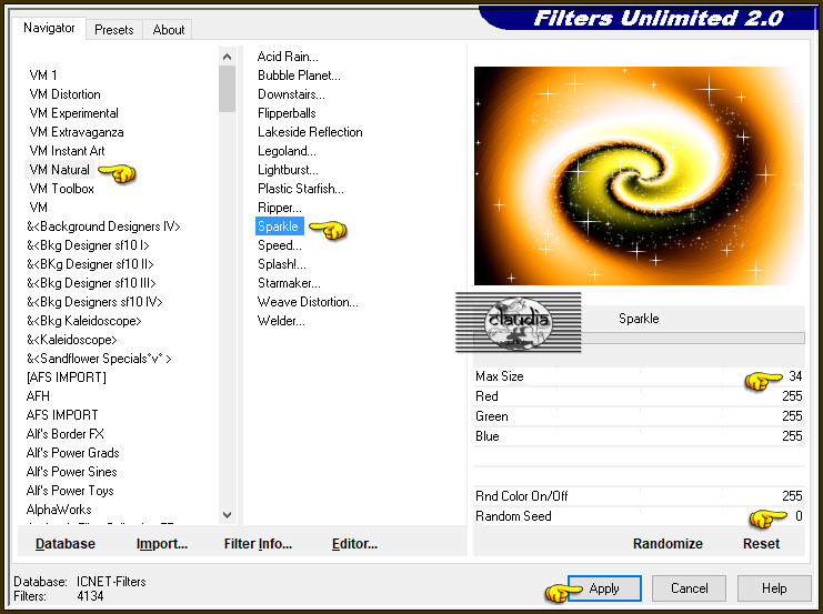 Effecten - Insteekfilters - <I.C.NET Software> - Filters Unlimited 2.0 - VM Natural - Sparkle