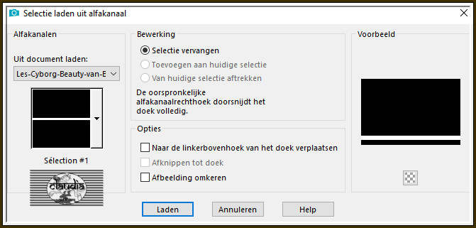 Selecties - Selectie laden/opslaan - Selectie laden uit alfakanaal : Sélection #1