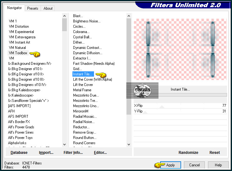 Effecten - Insteekfilters - <I.C.NET Software> - Filters Unlimited 2.0 - VM Toolbox - Instant Tile