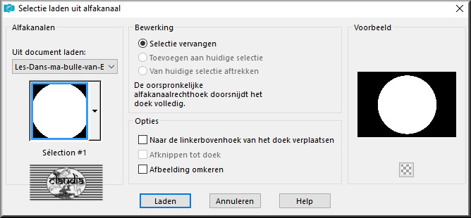 Selecties - Selectie laden/opslaan - Selectie laden uit alfakanaal : Sélection #1