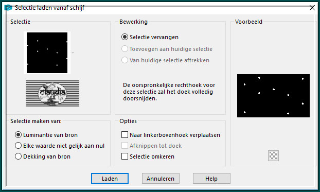 Selecties - Selectie laden/opslaan - Selectie laden vanaf schijf : SelDouceurBleue