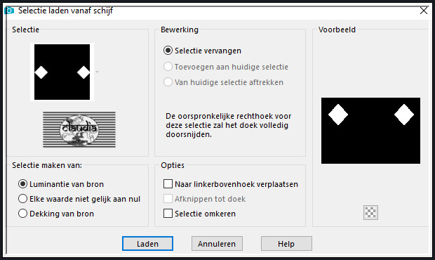 Selecties - Selectie laden/opslaan - Selectie laden vanaf schijf : selDouceur3