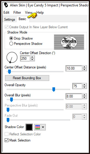 Effecten - Insteekfilters - Alien Skin Eye Candy 5 : Impact - Perspective Shadow : 