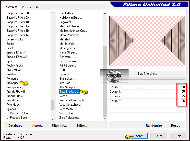 Effecten - Insteekfilters - <I.C.NET Software> - Filters Unlimited 2.0 - Tramages - Tow The Line