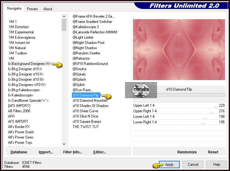 Effecten - Insteekfilters - <I.C.NET Software> - Filters Unlimited 2.0 - &<Background Designers IV> - sf10 Diamond Flip