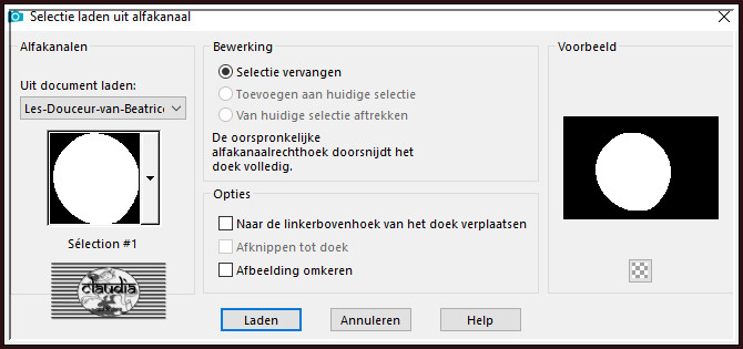 Selecties - Selectie laden/opslaan - Selectie laden uit alfakanaal : Sélection #1