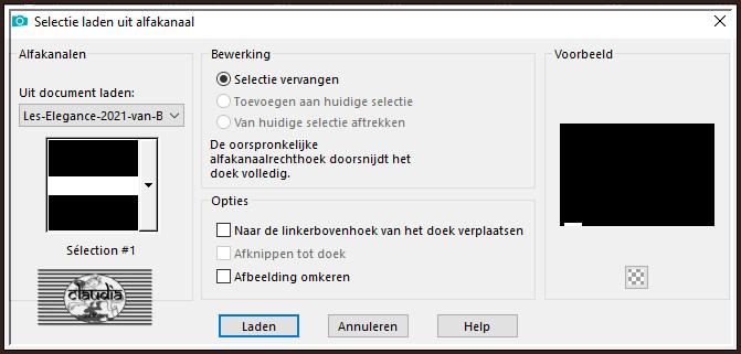 Selecties - Selectie laden/opslaan - Selectie laden uit alfakanaal : Sélection #1