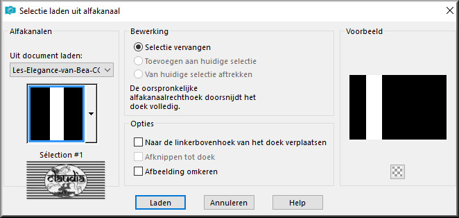 Selecties - Selectie laden/opslaan - Selectie laden vanuit alfakanaal : Sélection #1