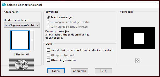 Selecties - Selectie laden/opslaan - Selectie laden uit alfakanaal : Selection #1