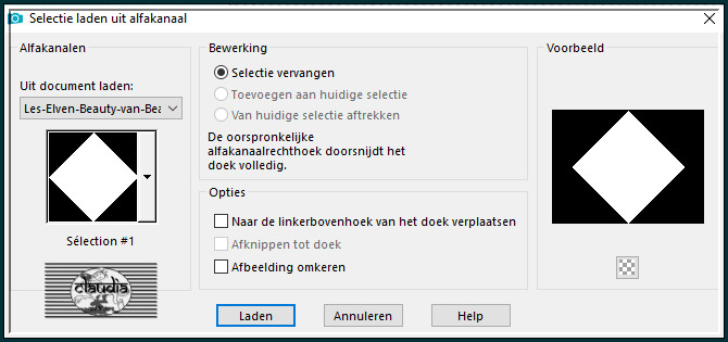 Selecties - Selectie laden/opslaan - Selectie laden uit alfakanaal : Sélection #1