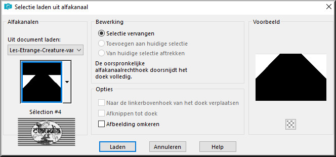 Selecties - Selectie laden/opslaan - Selectie laden uit alfakanaal : 