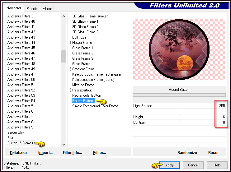 Effecten - Insteekfilters - <I.C.NET Software> - Filters Unlimited 2.0 - Buttons & Frames - Round Button :