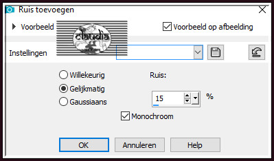 Aanpassen - Ruis toevoegen/verwijderen - Ruis toevoegen : (= Grofkorreligheid)