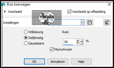 Aanpassen - Ruis toevoegen/verwijderen - Ruis toevoegen : (= Grofkorreligheid)