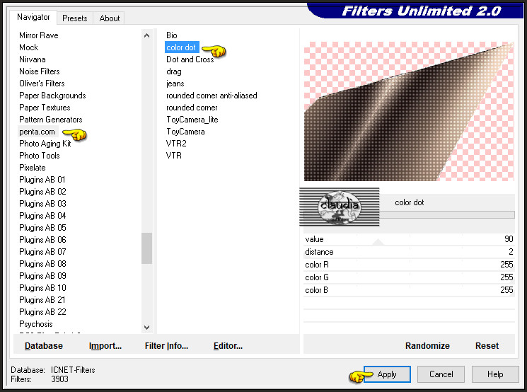 Effecten - Insteekfilters - <I.C.NET Software> - Filters Unlimited 2.0 - penta.com - color dot