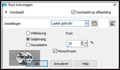 Aanpassen - Ruis toevoegen/verwijderen - Ruis toevoegen : (= Grofkorreligheid)