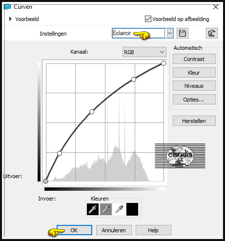 Aanpassen - Helderheid en contrast - Curven