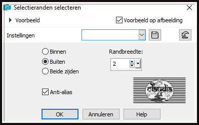 Selecties - Wijzigen - Selectieranden selecteren