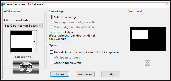 Selecties - Selectie laden/opslaan - Selectie laden uit alfakanaal : Sélection #1