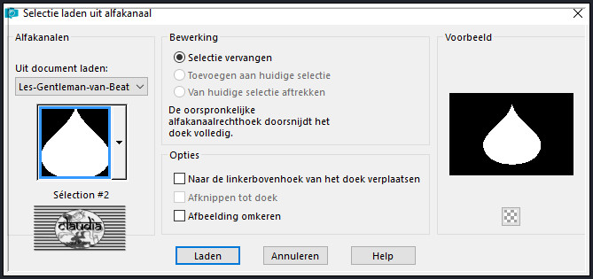 Selecties - Selectie laden/opslaan - Selectie laden uit alfakanaal : Sélection #2