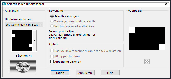 Selecties - Selectie laden/opslaan - Selectie laden uit alfakanaal : Sélection #1