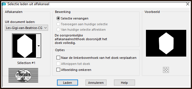 Selecties - Selectie laden/opslaan - Selectie laden uit alfakanaal : Sélection #1