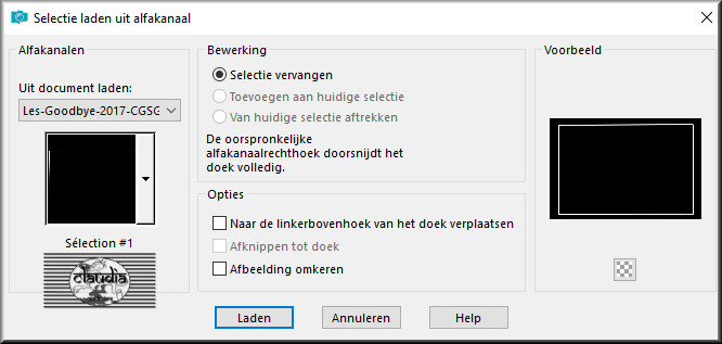 Selecties - Selectie laden/opslaan - Selectie laden uit alfakanaal : Sélection #1