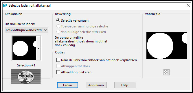 Selecties - Selectie laden/opslaan - Selectie laden uit alfakanaal : Sélection #1