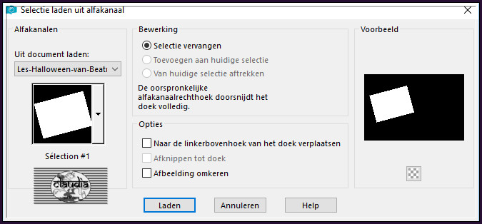 Selecties - Selectie laden/opslaan - Selectie laden uit alfakanaal : Sélection #1