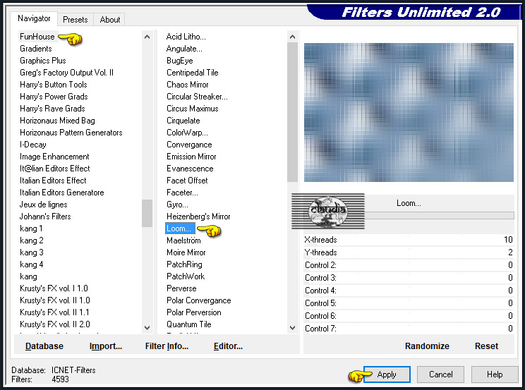 Effecten - Insteekfilters - <I.C.NET Software> - Filters Unlimited 2.0 - FunHouse - Loom