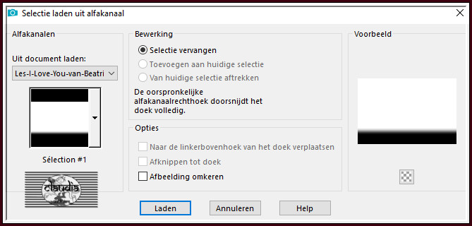 Selecties - Selectie laden/opslaan - Selectie laden uit alfakanaal : Sélection #1