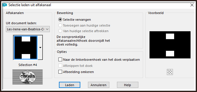 Selecties - Selectie laden/opslaan - Selectie laden uit alfkanaal : Sélection #4