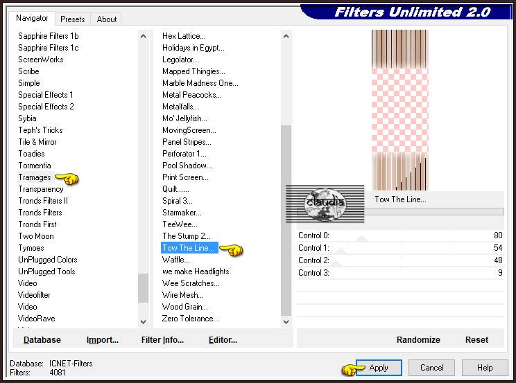 Effecten - Insteekfilters - <I.C.NET Software> - Filters Unlimited 2.0 - Tramages - Tow The Line