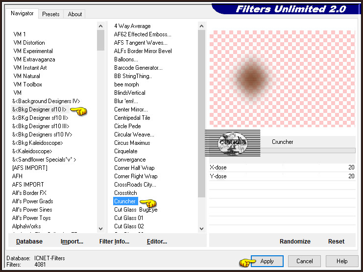 Effecten - Insteekfilters - <I.C.NET Software> - Filters Unlimited 2.0 - &<Bkg Designer sf10 I> - Cruncher