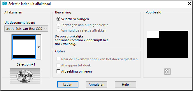 Selecties - Selectie laden/opslaan - Selectie laden uit alfakanaal : Sélection #1