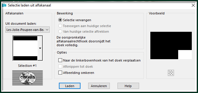 Selecties - Selectie laden/opslaan - Selectie laden uit alfakanaal : Sélection #1