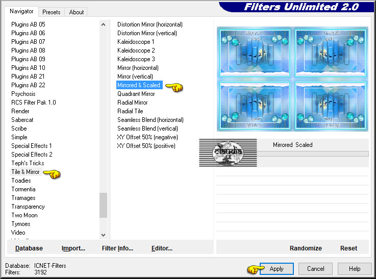 Effecten - Insteekfilters - <I.C.NET Software> - Filters Unlimited 2.0 - Tile & Mirror - Mirrored & Scaled