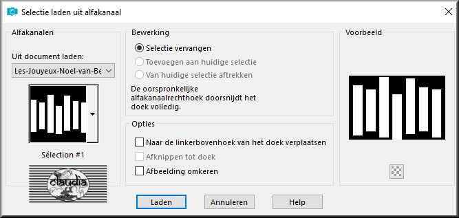 Selecties - Selectie laden/opslaan - Selectie laden vanuit alfakanaal : Sélection #1