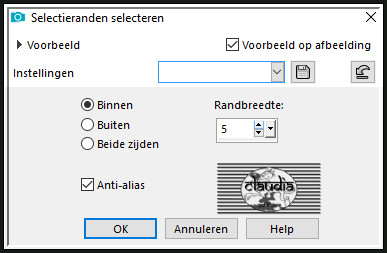 Selecties - Wijzigen - Selectieranden selecteren